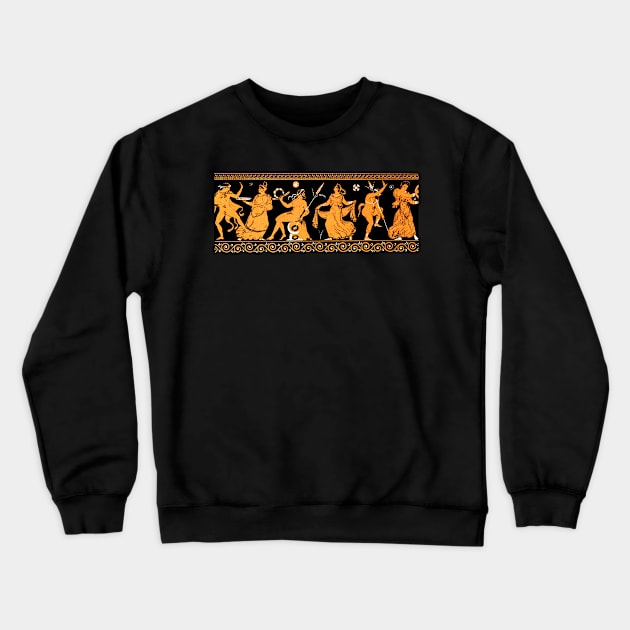 Bacchanalia Greek Vase Attic Red figure Crewneck Sweatshirt by WillowNox7